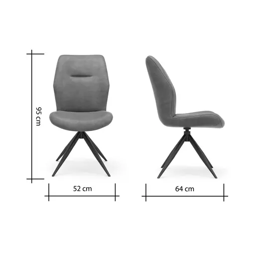 Stuhl Dalyan - drehbar, Stoff, Grau