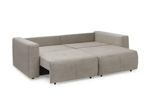 Megasofa Juless - Schlaffunktion mit Bettkasten, Cord, Taupe