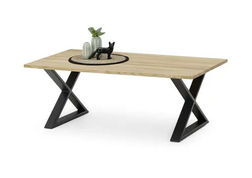 Couchtisch - LB ca. 110x60 cm, Wildeiche massiv geölt, Schwarz