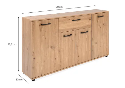 Sideboard- B a. 138 cm, Eiche Dekor