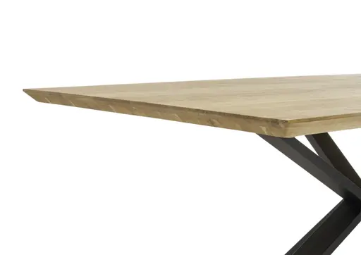 Esstisch- LB ca. 200x100 cm, Eiche, Massiv, Geölt, Metall, Schwarz