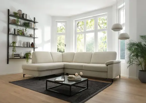 Ecksofa - Ecke links, 3-Sitzer, Stoff, Beige