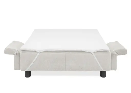  Faltsofa Easy - 2-Sitzer, ca. 140 cm inkl. Schlaffunktion/Topper/Armteil verstellbar, Stoff, Creme