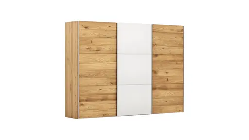 Schwebetürenschrank Colorado - B ca. 307 cm, Eichenfurnier mit Glas