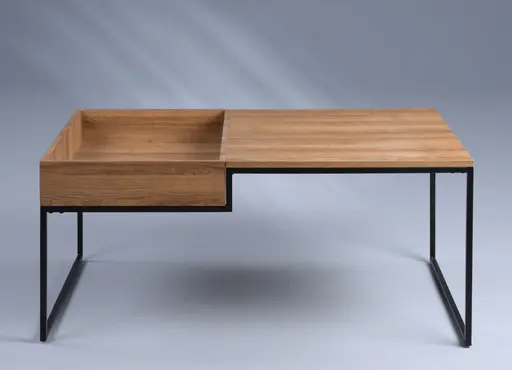 Couchtisch - LB ca. 105x66 cm, Eiche Nachbildung, Schwarz