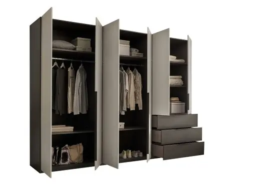 Drehtürenschrank- Graphit, Hellgrau