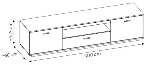 TV-Lowboard - B ca. 210 cm, Viking Eiche Nachbildung, Anthrazit