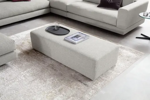 Hockerbank Cuneo - LB ca. 140x60 cm, Stoff, Hellgrau