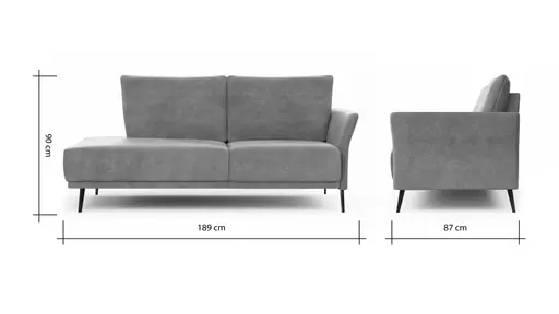Recamiere Rosario - Ausrichtung rechts, Leder, Rauchbraun