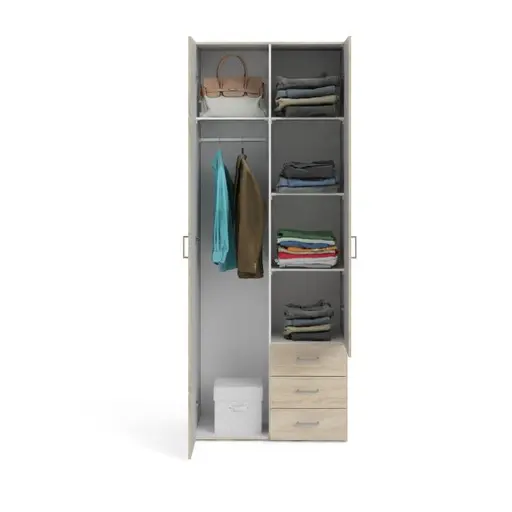 Drehtürenschrank- B ca. 78 cm, Eiche Dekor