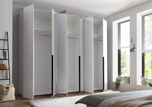Drehtürenschrank- B ca. 270 cm, Weiß, Spiegel