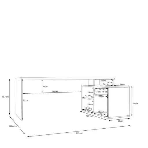 Schreibtisch FJODOR- LB ca. 200x75 cm, Sand