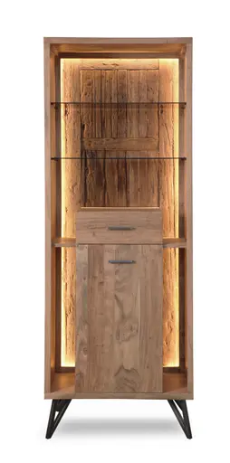 Vitrine - mit Beleuchtung, B ca. 72 cm, Akazie massiv