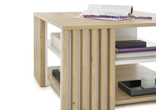 Couchtissch FLORISS- LB ca. 80x80 cm, Eiche Dekor, Weiß