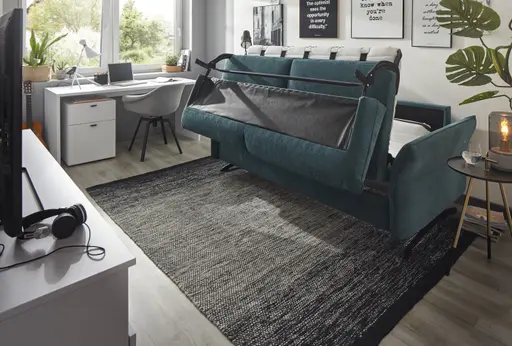 Sofa Melida - 2,5-Sitzer inkl. Schlaffunktion, Stoff, Smaragd