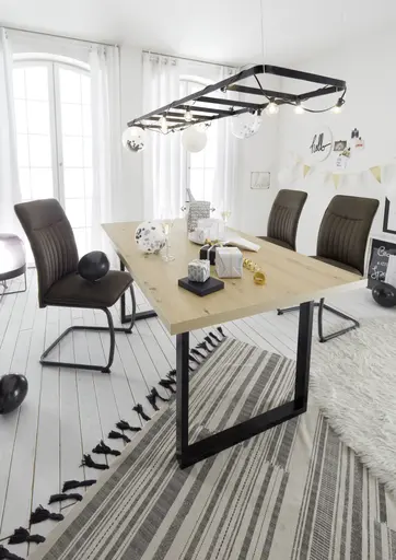 Esstisch - LB ca. 140x90 cm, Eiche Nachbildung, Schwarz