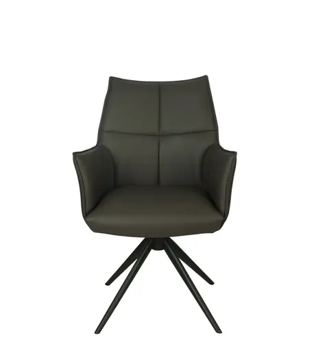 Armlehnstuhl MELE - drehbar, Leder, Dunkelbraun