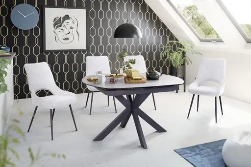 Esstisch MEGGIE - ausziehbar, LB ca. 130x100 cm, Keramik, Grau