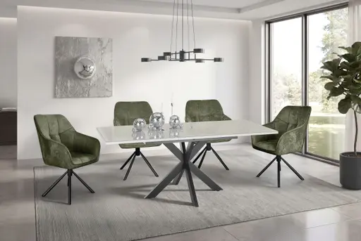 Armlehnstuhl MARLE - drehbar, Stoff, Grün