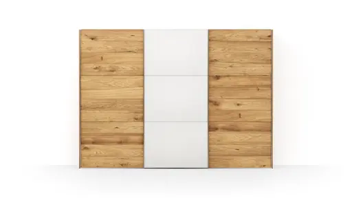 Schwebetürenschrank Colorado - B ca. 307 cm, Eichenfurnier mit Glas