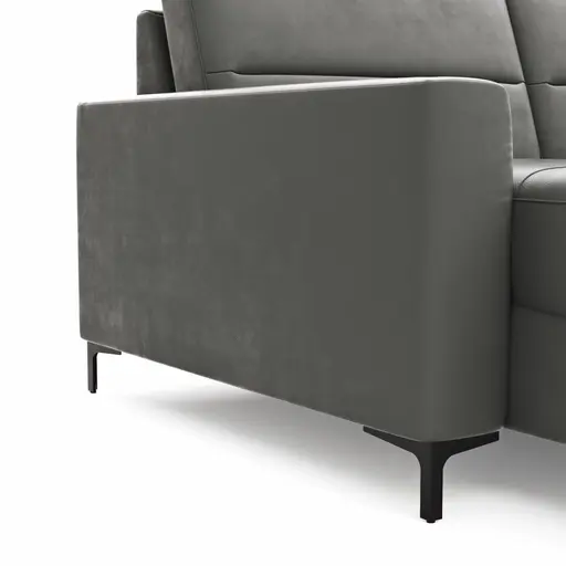 Wohnlandschaft Merlos H - Longchair links und 2,5-Sitzer mit Ecke rechts inkl. Relaxfunktion (motorisch), Leder, Graubraun