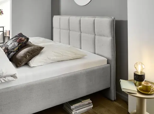 Polsterbett - Liegefläche ca. 180x200 cm, Stoff, Hellgrau