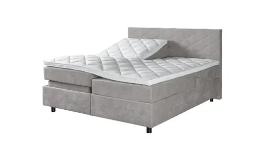 Boxspringbett Premium Line Diamond - Liegefläche ca. 180x200 cm, motorische Funktion, Stoff, Hellgrau