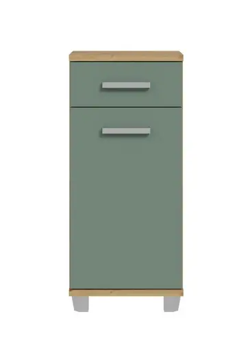 Kommode- Eiche Dekor, Graugrün