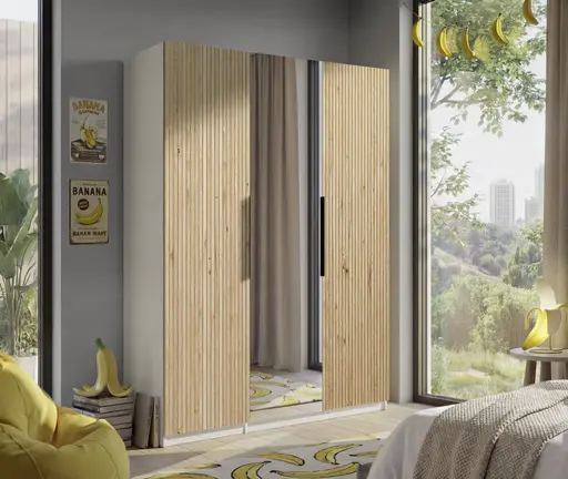 Drehtürenschrank- B ca. 150 cm, Kaschmir, Matt, Eiche, Massiv, Geölt