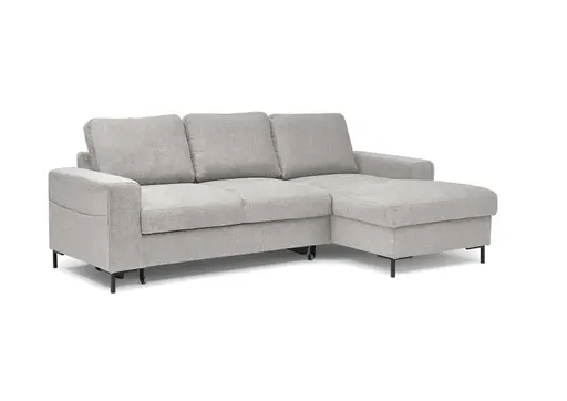 Ecksofa - 2-Sitzer mit Longchair rechts, Stoff, Sibergrau
