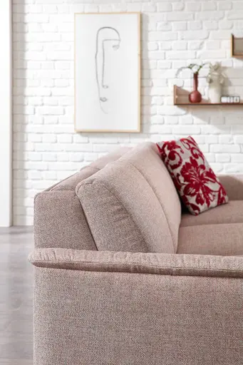 Ecksofa Mendoza - 2,5-Sitzer mit Longchair rechts, Bettkasten, Stoff, Bordeaux