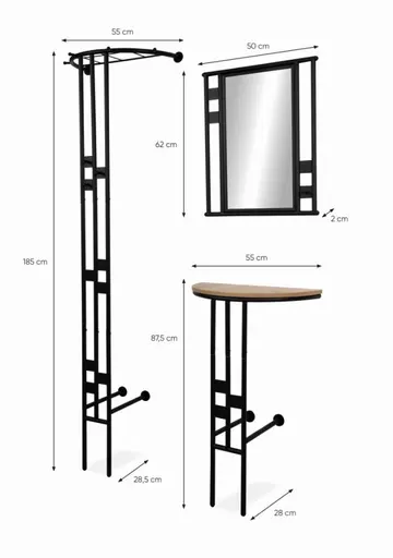 Garderobenset - Anthrazit, Artisan Eiche Nachbildung