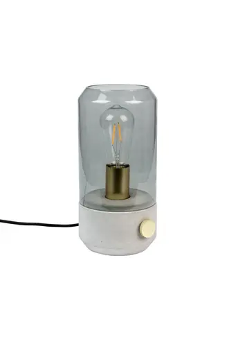 Tischleuchte - DH ca. 14x29 cm, Beton, Rauchglas