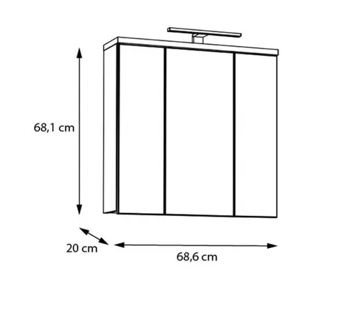 Spiegelschrank- B ca. 69 cm, Eiche Dekor, Spiegel
