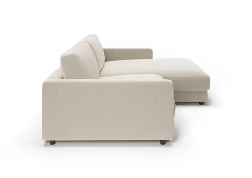 Ecksofa - 1,5-Sitzer mit Longchiar rechts, Stoff, Natur