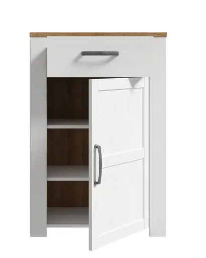Schuhschrank FELLIAN- B ca. 67 cm, Weiß, Eiche Dekor