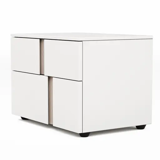 Nachttisch Loretto - Lack matt, Weiß