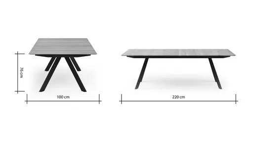 Esstisch Dinner - ausziehbar, LB ca. 220x100 cm, Eiche massiv