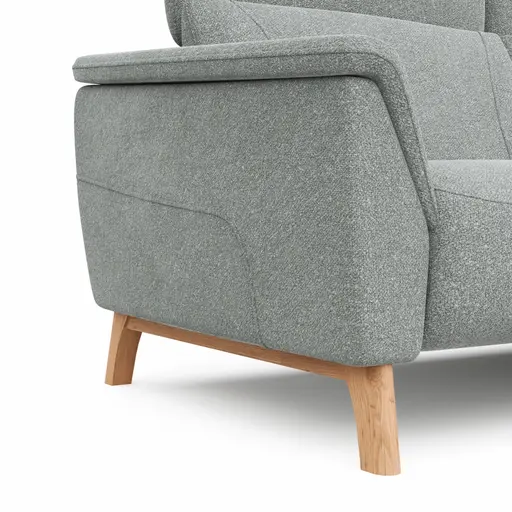 Sofa Nevin - 3-Sitzer inkl. Kopfpolsterverstellung, Stoff, Silbergrau