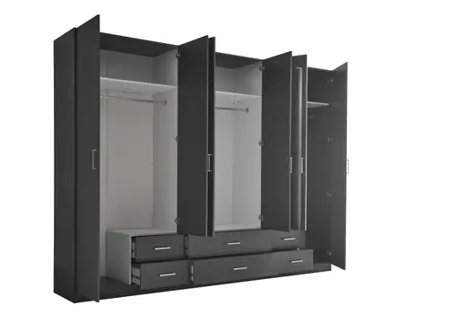 Drehtürenschrank- B ca. 271 cm, Graphit, Spiegel