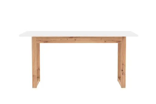 Esstisch - ausziehbar, LB ca. 160x80 cm, Weiß, Artisan Eiche Nachbildung