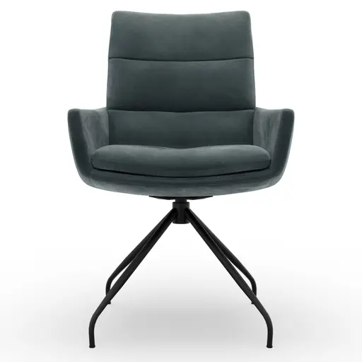 Armlehnstuhl Jukka - Stoff, Jade, Stativ, Schwarz, Drehbar