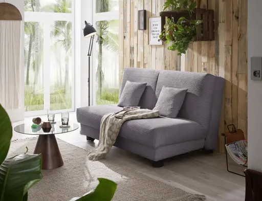 Schlafsofa EASY Optik A - 2-Sitzer ohne Armlehne, 140 cm inkl. Schlaffunktion, Cord, Dunkelgrau
