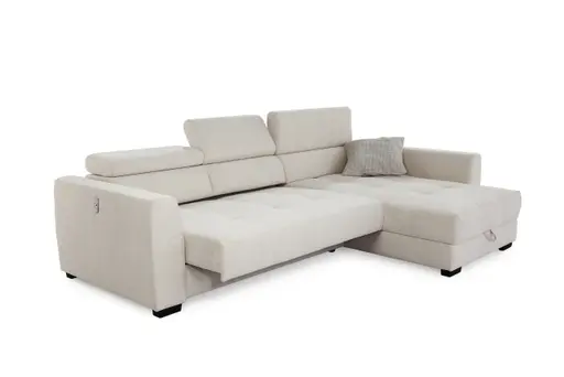 Ecksofa - 2-Sitzer, Ecke rechts, Stoff, Beige