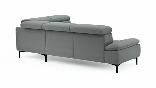 Ecksofa Felipa - 2,5-Sitzer mit Ecke rechts inkl. Kopfteil verstellbar, Stoff, Grau