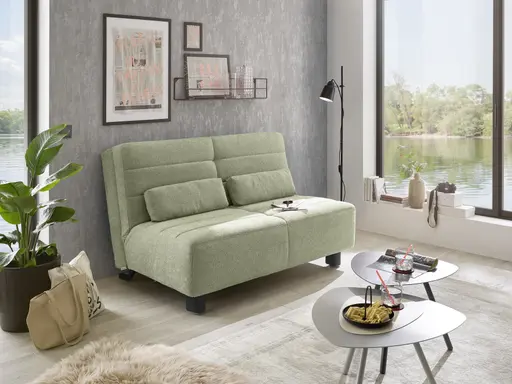 Faltsofa Easy - 2-Sitzer ohne Armlehne, ca. 140 cm inkl. Schlaffunktion, Stoff, Grün