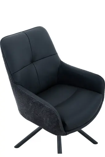 Armlehnstuhl - drehbar, Leder & Stoff, Schwarz