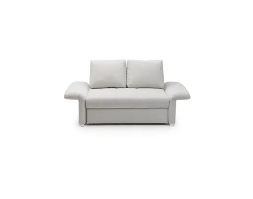 Sofa JORDEN - 1,5-Sitzer inkl. Schlaffunktion mit Bettkasten, verstellbare Armlehnen, Stoff, Beige