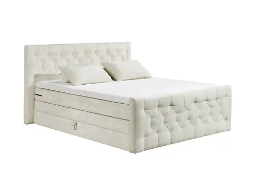 Boxspringbett- Liegefläche ca. 180x200 cm, Stoff, Creme