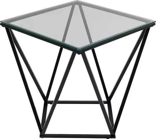 Beistelltisch - BHT ca. 50x55x50 cm, Stahl, Schwarz, Glas, Klar